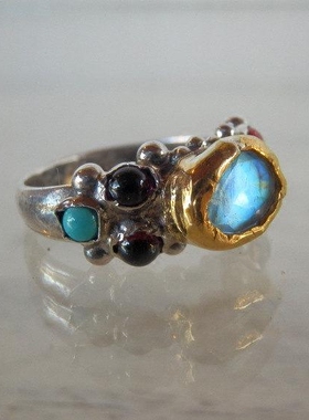 手作华丽点缀闪光月光石榴石代购