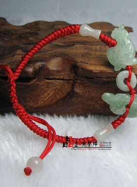 属蛇人三奇贵人翡翠玉鸡牛红绳手机链钥匙扣手链
