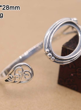 复古欧美风未镶嵌蜜蜡纯银手镯