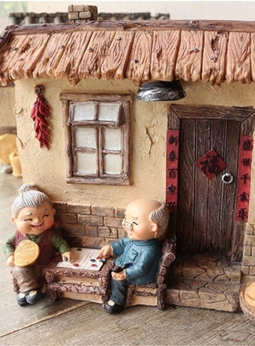 酒柜树脂老头老太装饰复古