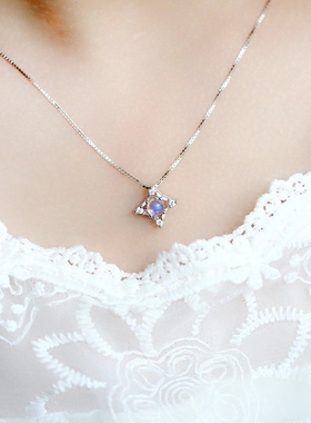 s925女款斯里兰卡玻璃体强光吊坠