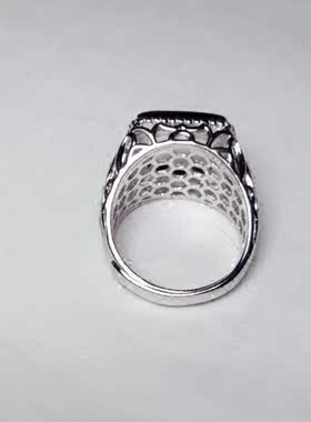925银镀白金镂空活口戒指托