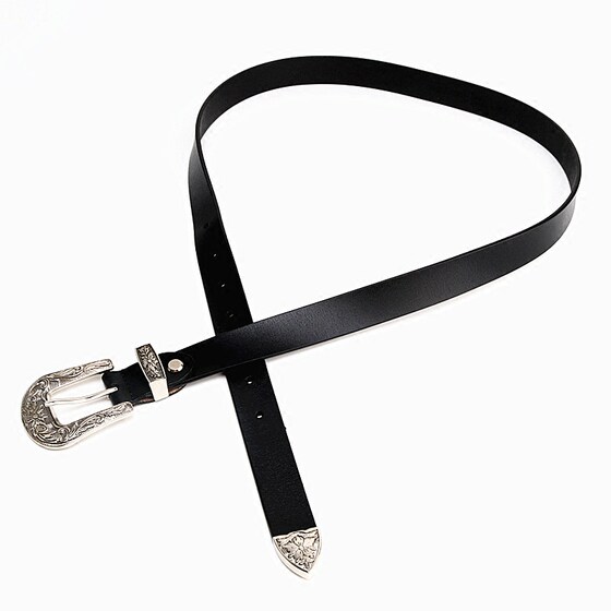 Star's same style simple retro style carved leather belt
