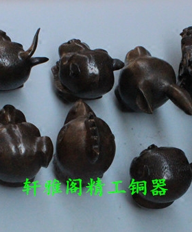 纯铜十二生肖龙蛇兽首