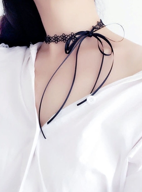 防过敏项链女锁骨链酷黑色暗黑系