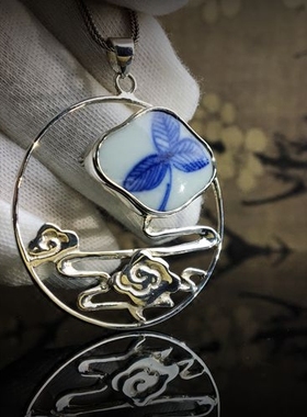 康熙青花官窑古瓷大衣外套吊坠