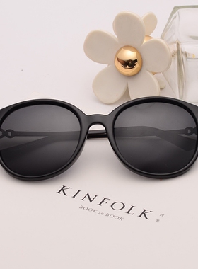 紫色太阳镜偏光复古女圆形高级感