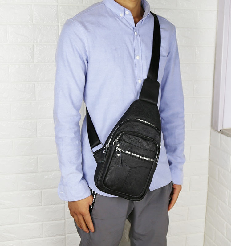 韩版时尚真皮胸包男士包背包休闲男包牛皮单肩包斜挎胸前包多功能,淘宝优惠券,粉丝福利购,淘宝优惠卷