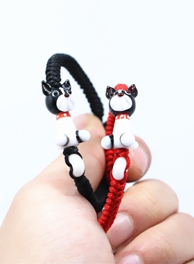 红绳编织手链手工编制女属狗生肖