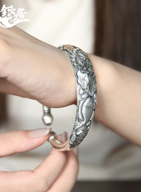 祥银居立体圆头送母亲纯银手镯