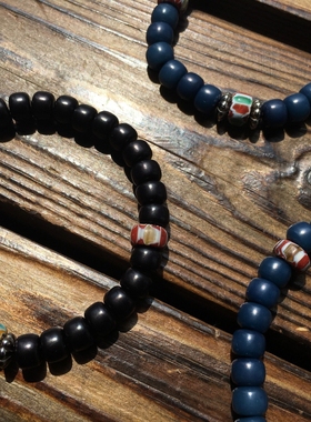 植物蓝染复古手链意大利琉璃手串