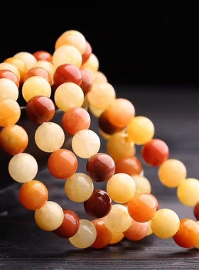 天然黄玉手链108粒天