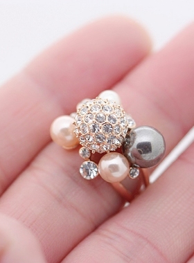 戒指女欧美装饰珍珠镀18K玫瑰金
