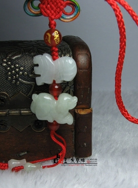 属马人三奇贵人翡翠玉狗虎红绳手机链钥匙扣手链