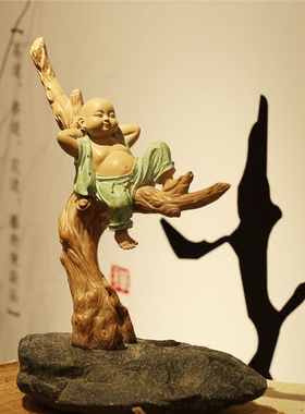 禅意风摆件心想事成礼品小沙弥