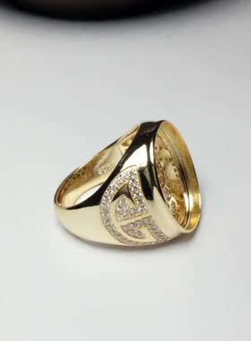 925银镶水钻男士活口戒指托