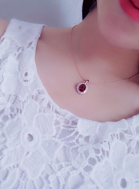 彩色绿宝石项链韩版女水晶轻奢