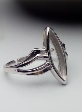 925银镀白金开口戒指托