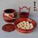 Mahagoni Massivholz Nachkommen Fass Ornamente Red Rosenholz Großer Nachkomme Fass Drei-teiliges Set Hochzeitsvorräte Mitgifttoilette