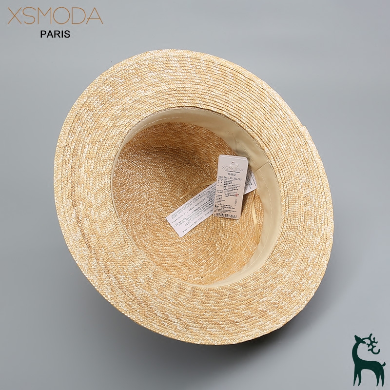 xsmoda旗舰店日本平顶草帽夏天防晒遮阳帽子女时尚小清新百搭平顶帽大码沙滩帽1