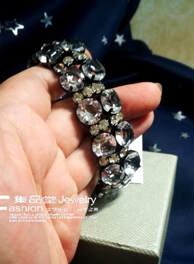 欧美风大颗粒闪亮弹力质感手镯