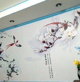 磨砂窗户阳台花开富贵移门贴纸