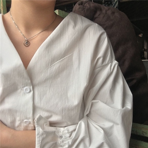 简约百搭圆圈珍珠锁骨链