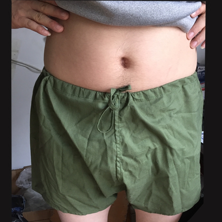 纯棉八一棉布裤衩军绿大平角裤老人纯棉男高腰老式棉宽松抽绳内裤 - 图3