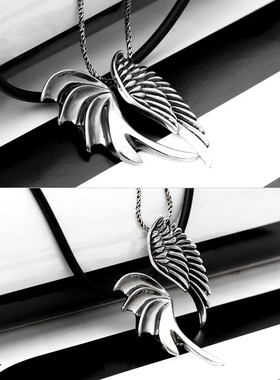 925银翅膀恶魔天使生日礼物吊坠