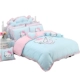 Phim hoạt hình mèo kitty bốn mảnh mèo kitty giường bông chăn bông trẻ em công chúa gió 1,5m giường - Bộ đồ giường bốn mảnh