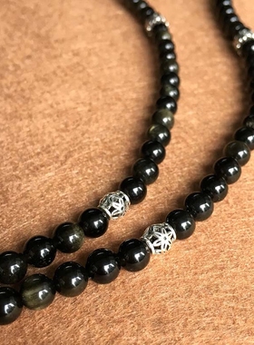 天然黑曜石男女款佛牌链子毛衣链