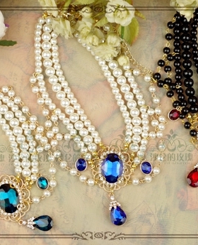 三层珍珠项链沙仑的玫瑰华丽