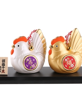 日本进口药师窑陶瓷银白生肖鸡
