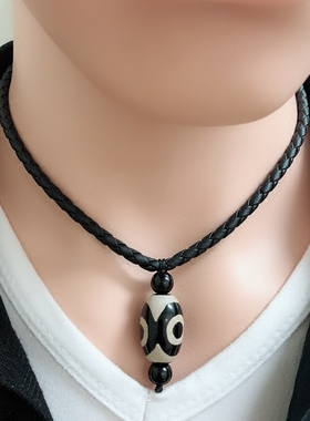 男生韩版个性短款天珠吊坠项链