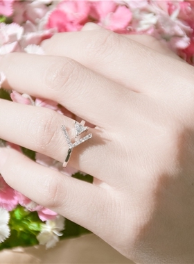 韩国丘比特之箭皓石微镶开口戒指