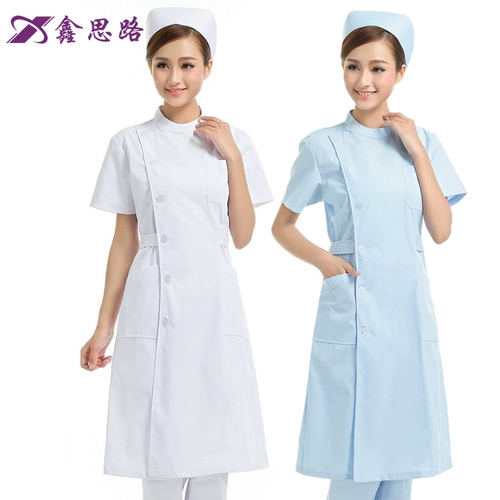 Летняя рабочая униформа медсестры, круглый воротник, для салонов красоты, делается под заказ, с печатью вашего логотипа