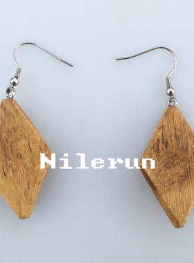 Nilerun竹木复古风几何形状耳环