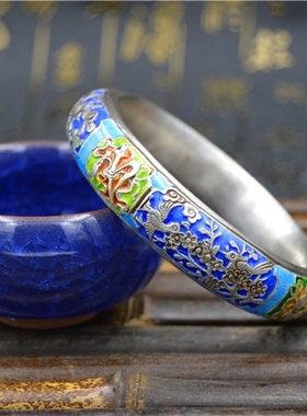 原创鸟语花香景泰蓝送长辈手镯