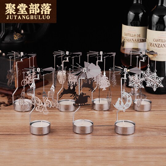 Christmas automatic rotating cup boyfriend and girlfriend candle holder