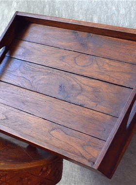 泰国实木长方形托盘茶盘复古风格酒吧茶室会所茶杯托茶奉盘东南亚