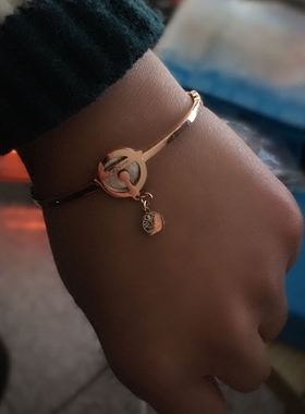 机器猫蓝胖子铃铛女贝母手镯玫瑰金哆啦A梦生日彩金饰品女友礼物