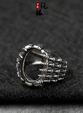 骷髅头骨节朋克风狼牙镶嵌鹰爪