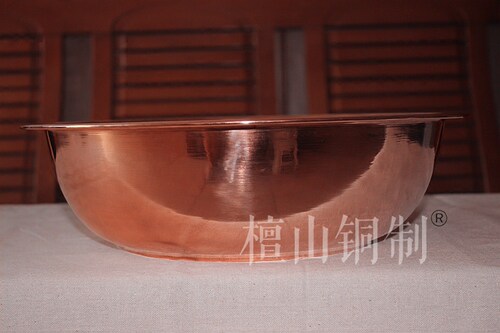 保真加厚纯铜洗漱紫铜脸盆铜洗手盆结婚陪嫁家用风水铜盆37*10cm - 图1