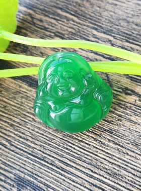 冰种小佛项链子锁骨女友绿玉髓