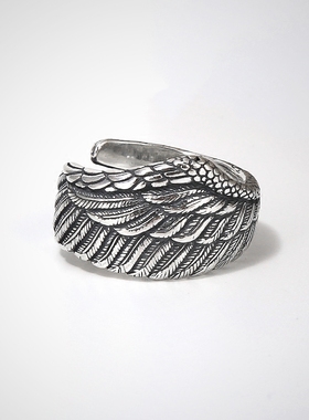 高桥吾郎典雅风活扣做旧银戒指