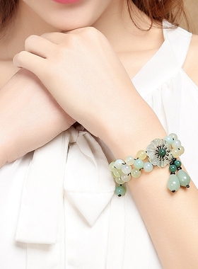 纯然手链岫玉小清新复古民族风