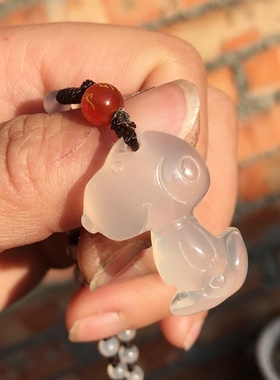 白玉髓本命年生肖狗挂件项链吊坠