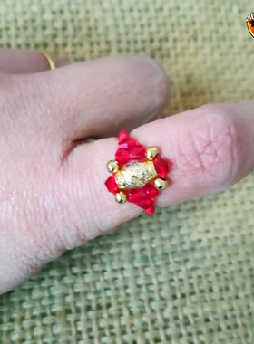 红绳手工水晶串珠戒指DIY材料包