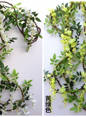 仿真紫藤花缠绕花藤条水管道吊顶