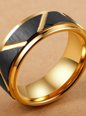 中指戒指男ins潮嘻哈乌金小众感